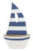 Boat albizia wood 13x5x19cm Blue/White