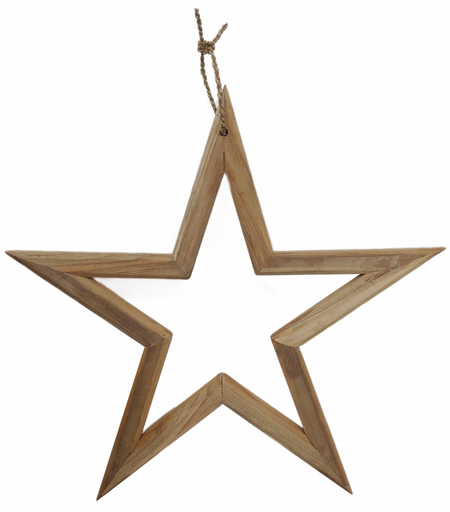 Teak Wood Star 30x30x4 cm Natural