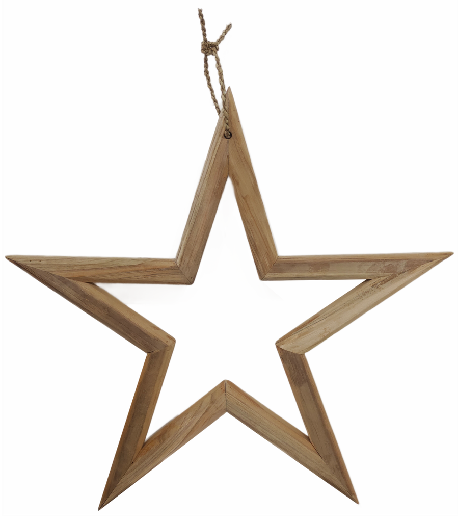 Teak Wood Star 30x30x4 cm Natural