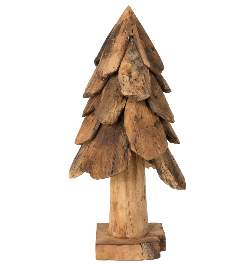 Teak christmas tree 3D on stand 40cm Antique Brown