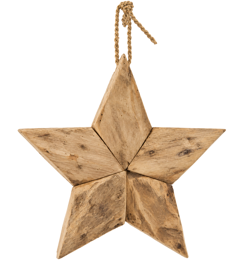 Hanger star teak 18x18x4 cm Natural 