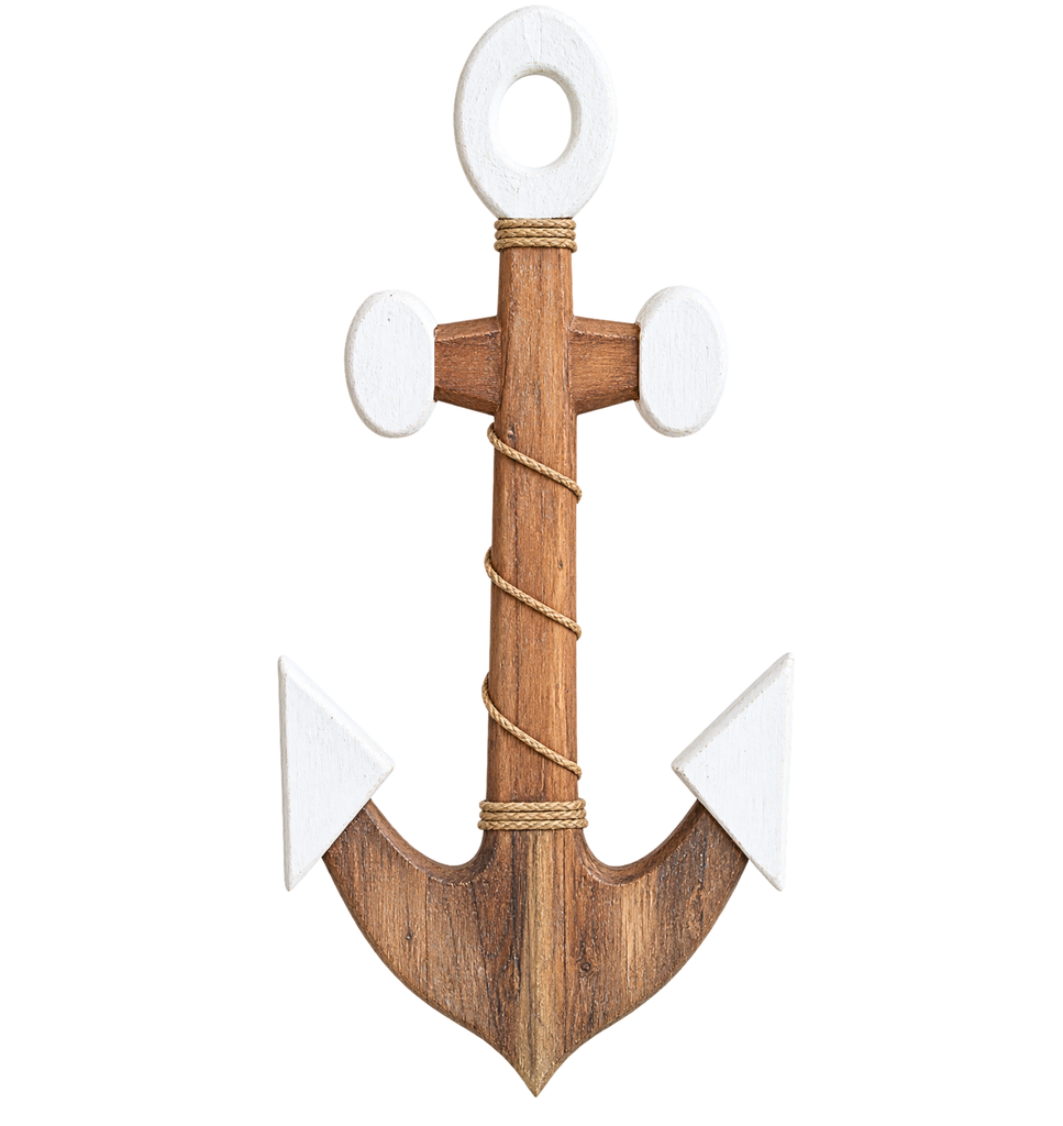 Anchor with rope 34x2x58cm Natural with white