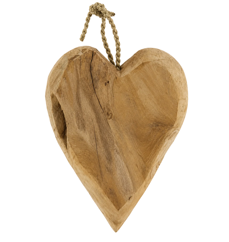 Teak heart 33x30x10cm Natural