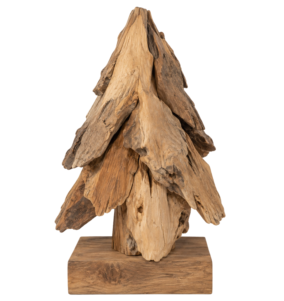 Mini tree 3D teak erosion wood 16x16x28cm Natural   