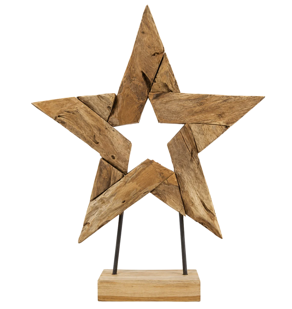Open star on stand S teak 58x13x68cm Natural