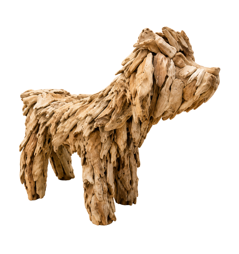 Poodle Erosion Wood 60x28x45cm Natural 