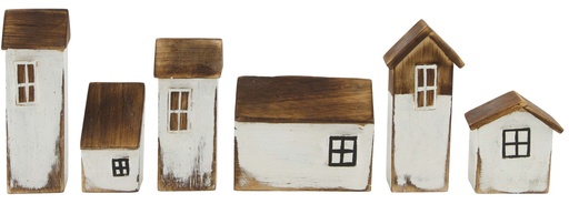 [2400212] House albizia wood 33x3x12 cm 6pc White/Natural 