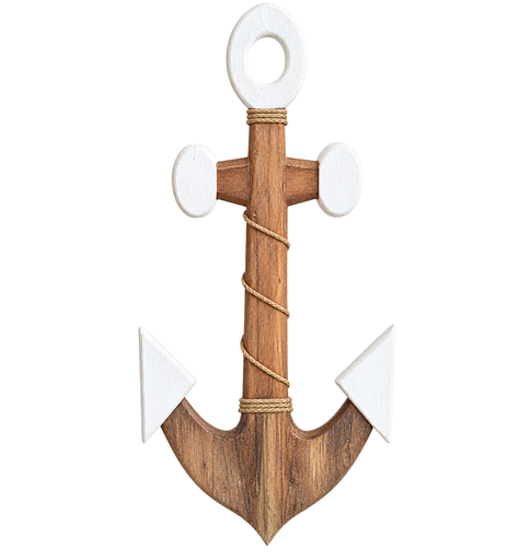 [2500372] Anchor with rope 34x2x58cm Natural with white