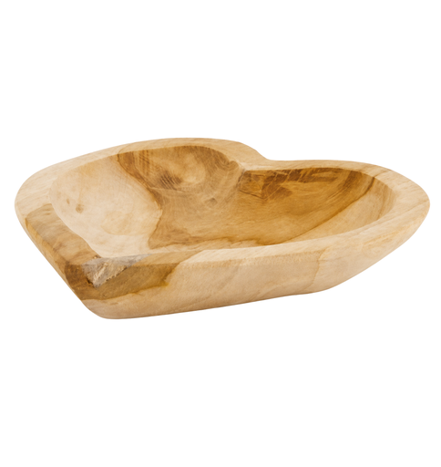 [2400074] Bowl heart teak wood 25x25x4.5 cm Natural