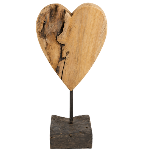 [2400043] Teak heart on stand L 16,5x10x35 cm Natural 