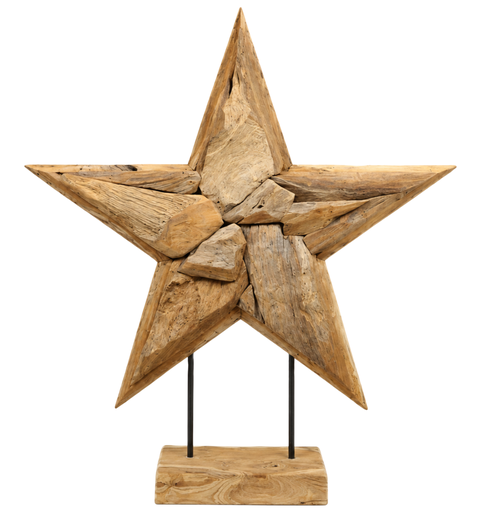 [2400122] Star erosion wood on stand 78x14x88 cm Natural